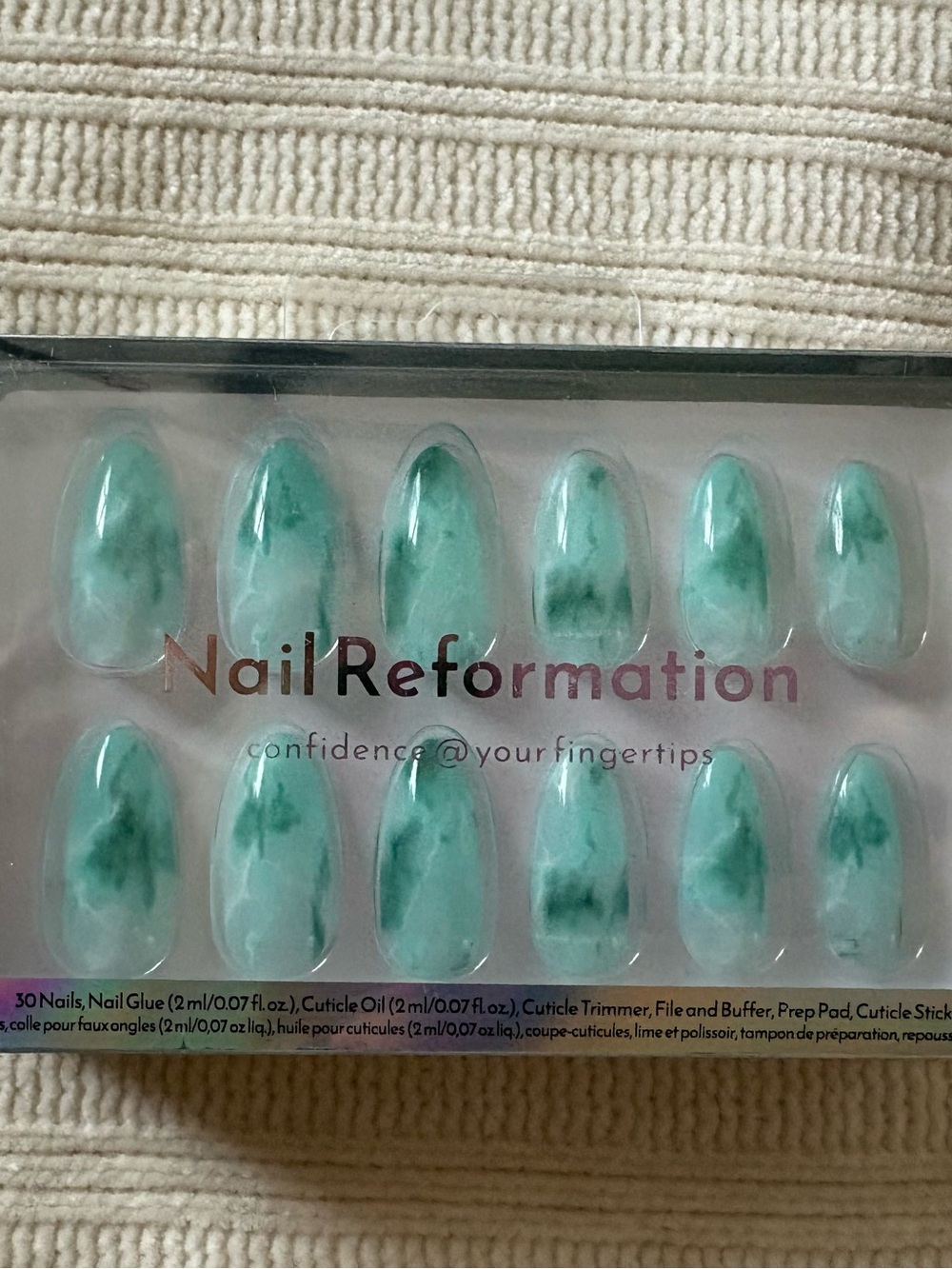 Nail Reformation Mint Green Marble Press-On Nails